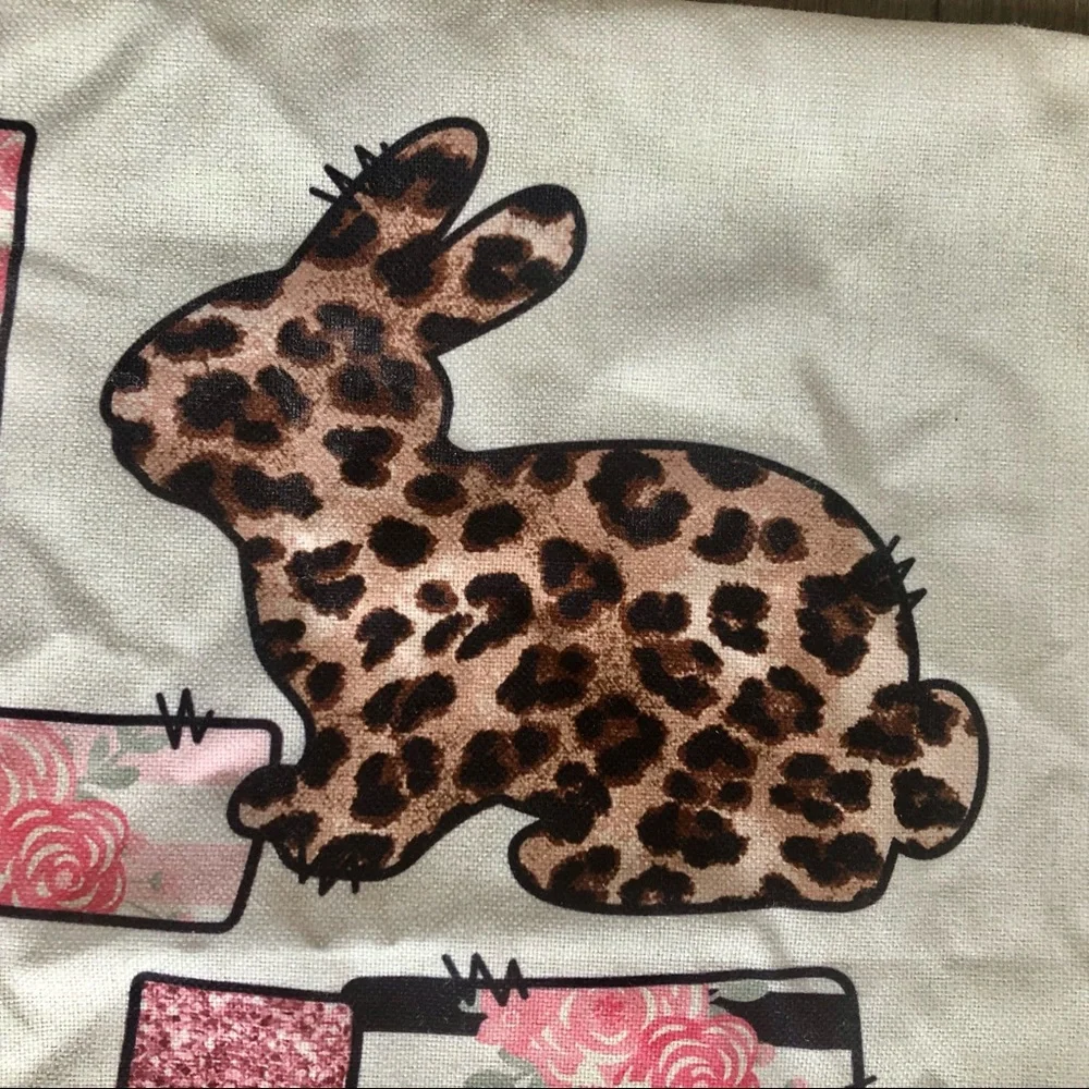Easter Pillow Cover. LOVE and Rabbit. 17.5 Square. New